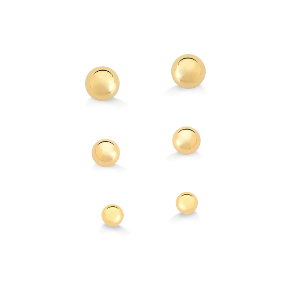 BRINCO TRIO MINI BOLAS FOLHEADO A OURO 18K