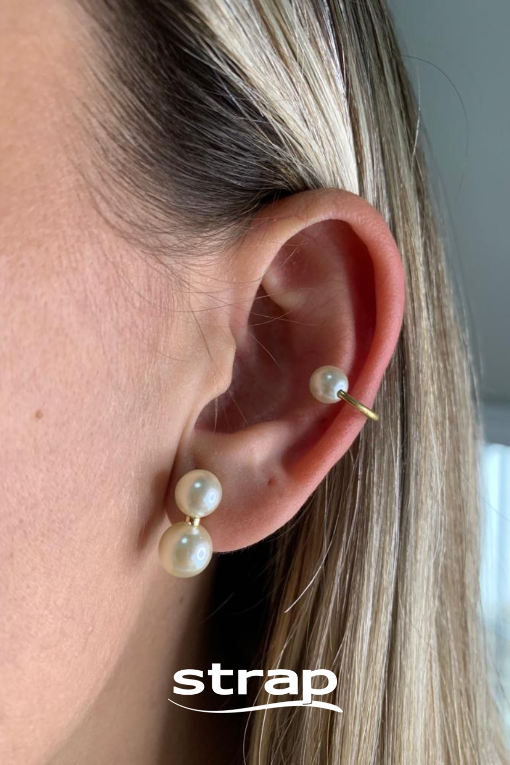 BRINCO DE PEROLA DUPLO FOLHEADO A OURO 18K