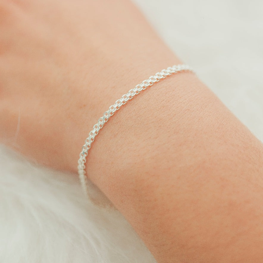 PULSEIRA DE PRATA ESTEIRA 2 FIOS HUMANIZADA