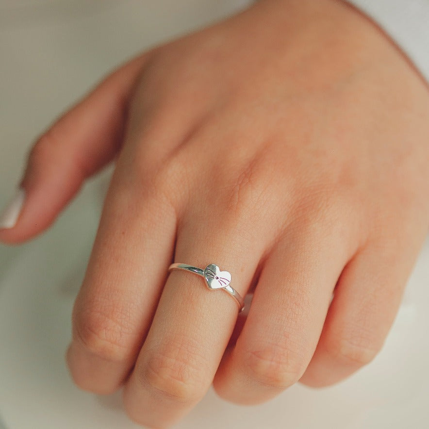 ANEL CORAÇÃO PET EM PRATA HUMANIZADA