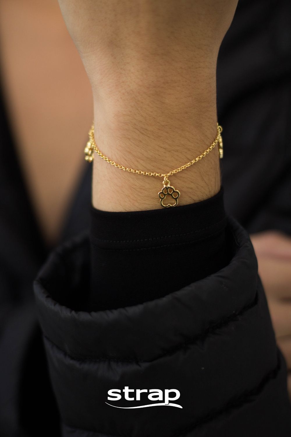 PULSEIRA BERLOQUE PET FOLHEADO A OURO 18K