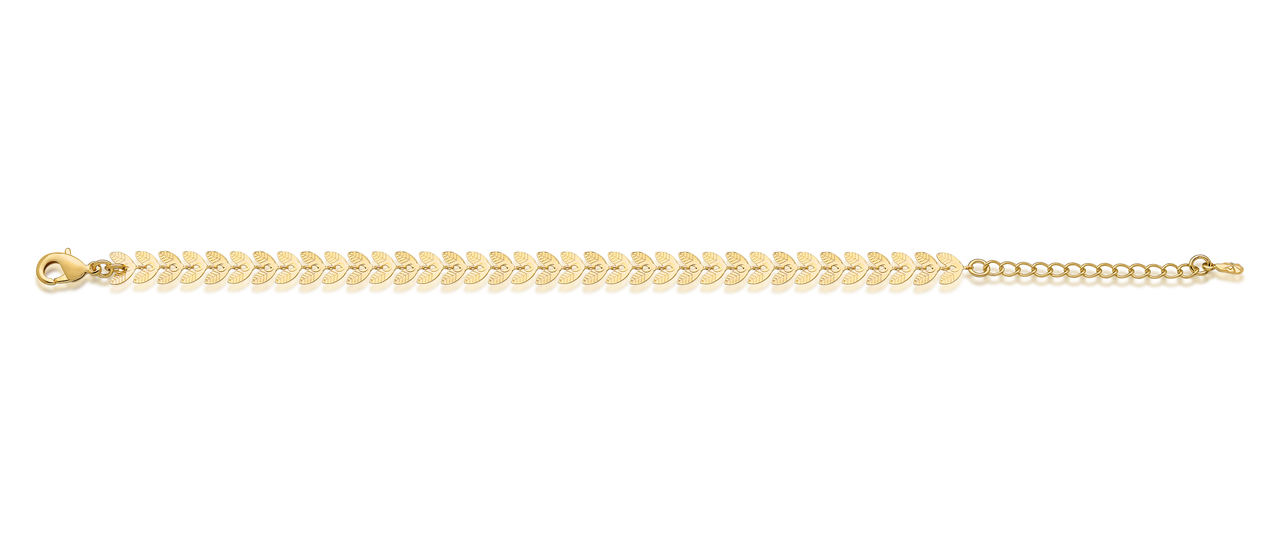 PULSEIRA DE FOLHAS DE OLIVEIRA FOLHEADA A OURO 18K