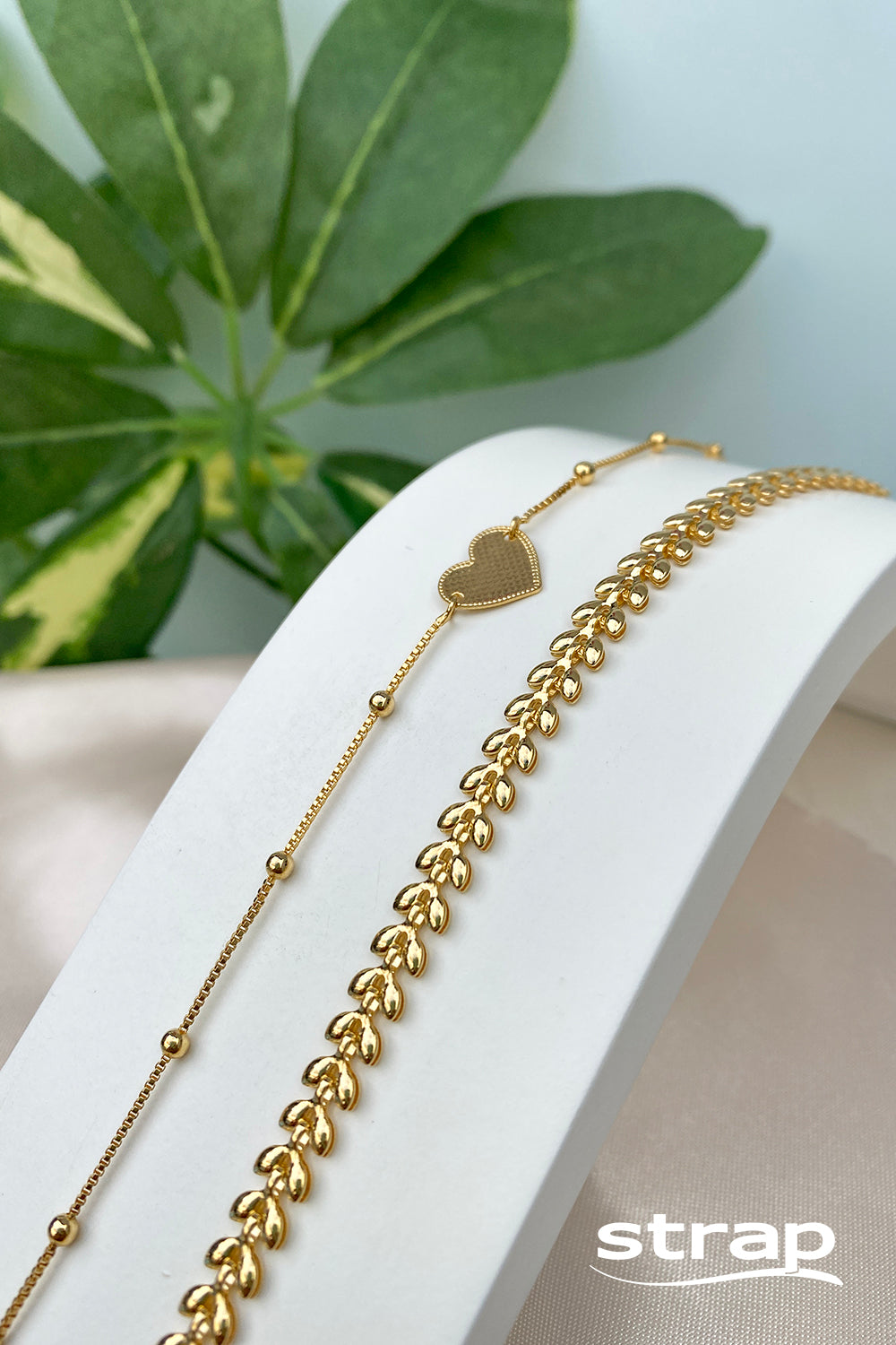 PULSEIRA FOLHAS FOLHEADA A OURO 18K