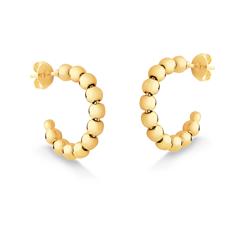 BRINCO DE ARGOLA DE BOLAS PEQUENA FOLHEADA E OURO 18K
