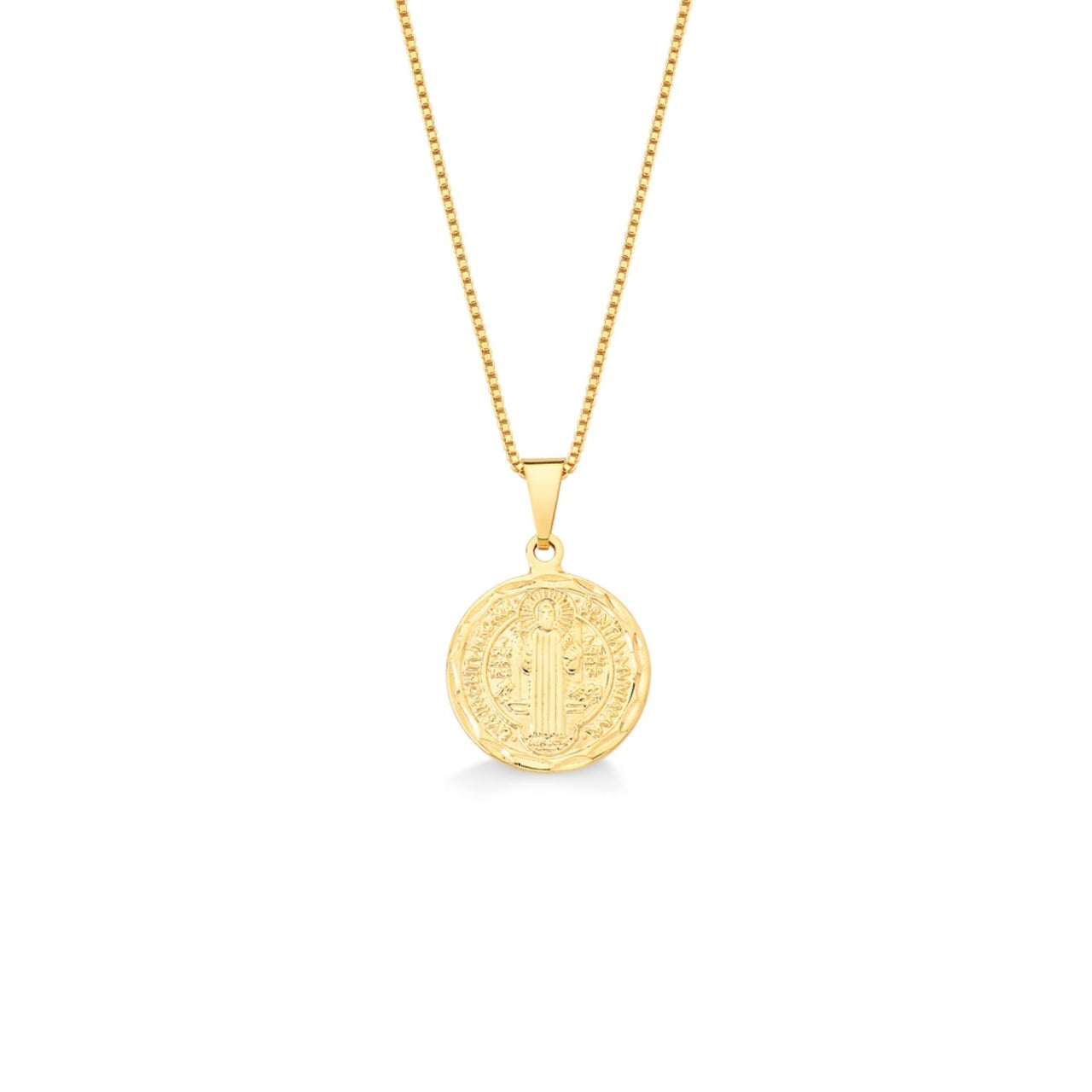 COLAR MEDALHA DE SÃO BENTO MEDIA FOLHEADO A OURO 18K