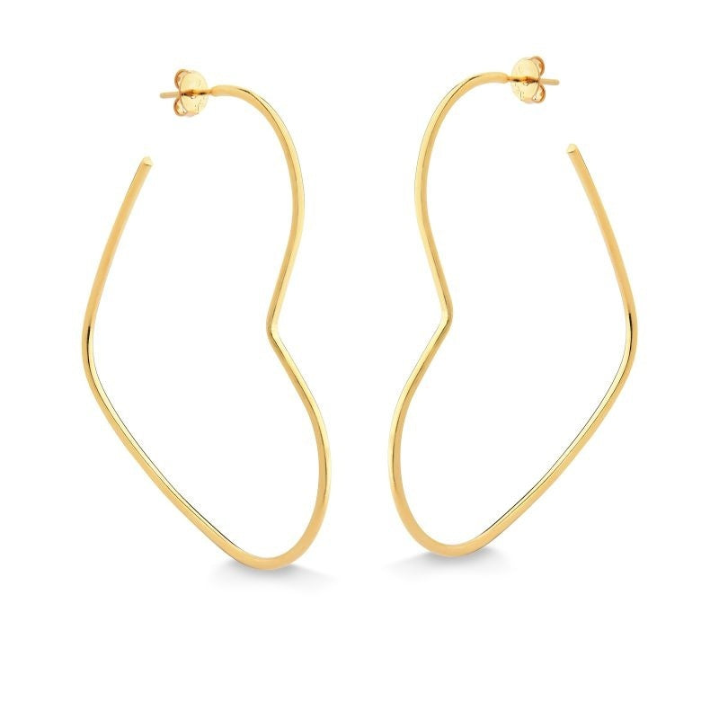 BRINCO ARGOLA CORAÇÃO GRANDE FOLHEADO A OURO 18K