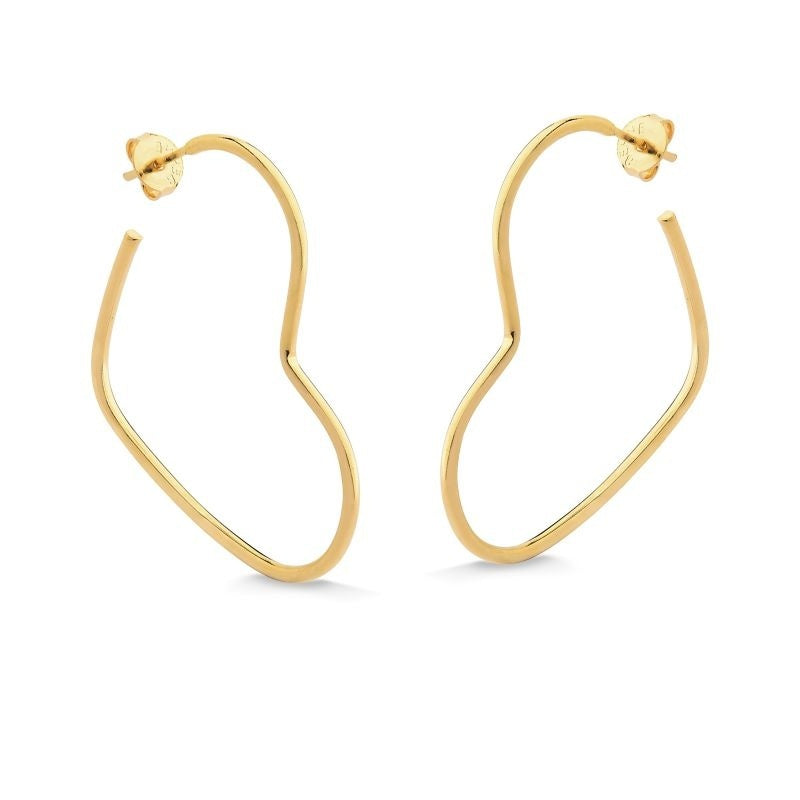 BRINCO DE ARGOLA CORAÇÃO MÉDIO FOLHEADO A OURO 18K