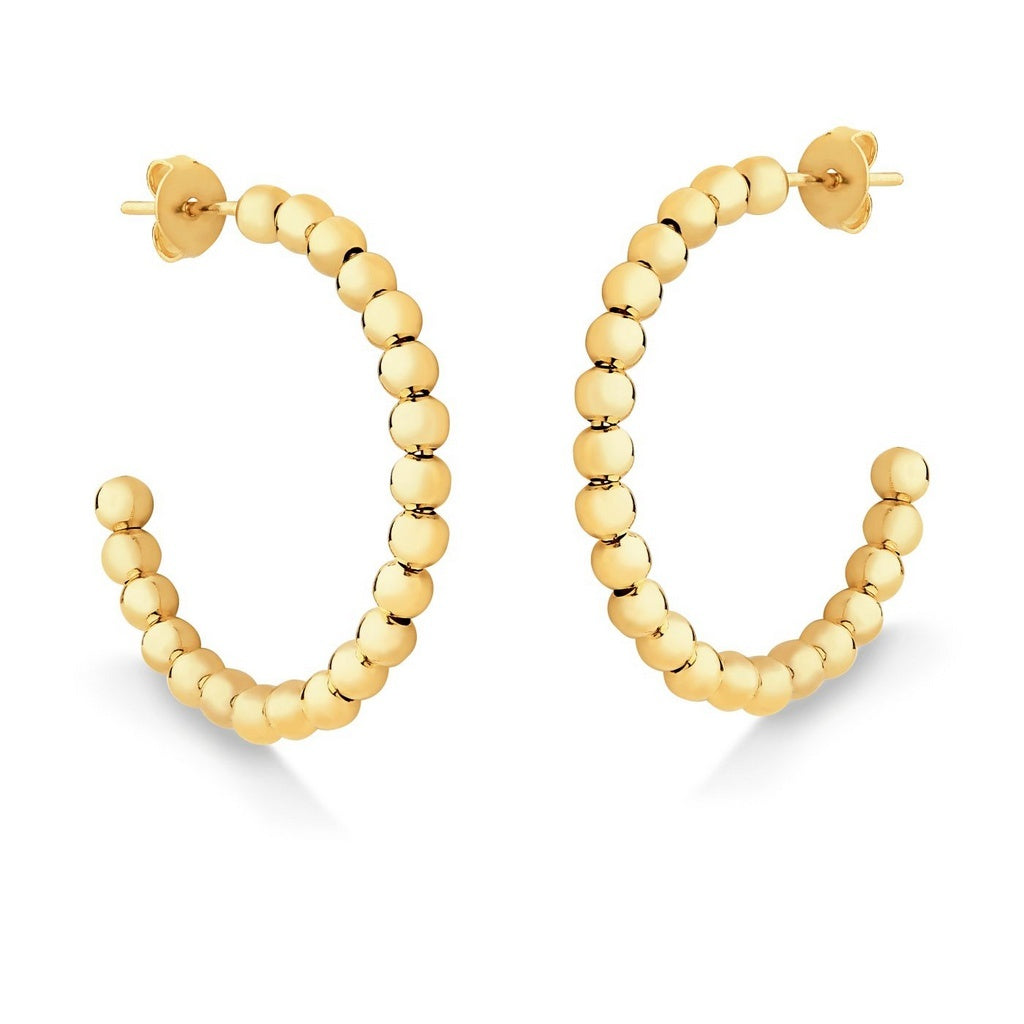 BRINCO DE ARGOLA DE BOLAS MEDIA FOLHEADA E OURO 18K