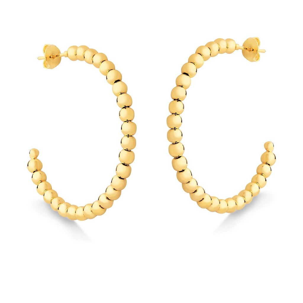 BRINCO DE ARGOLA DE BOLAS GRANDE FOLHEADA E OURO 18K