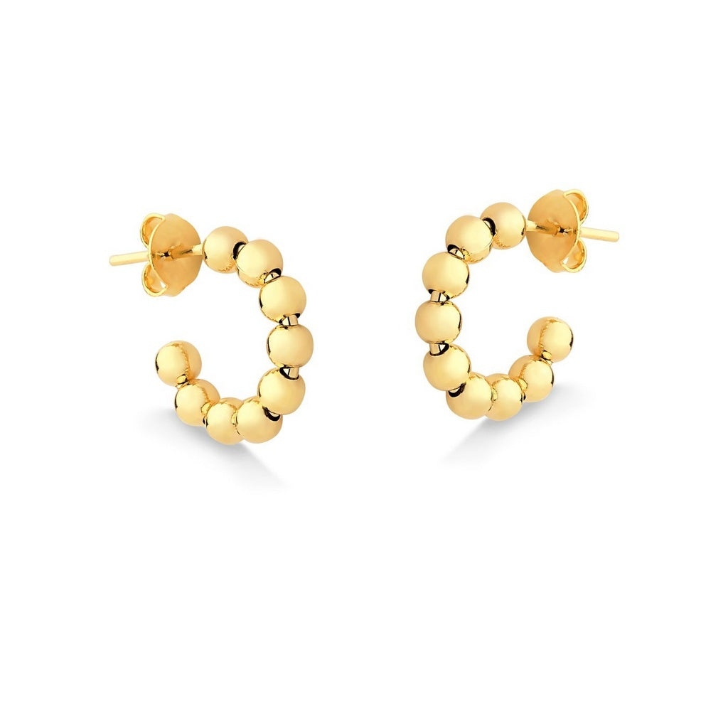 BRINCO DE ARGOLA DE BOLAS MINI FOLHEADA A OURO 18K