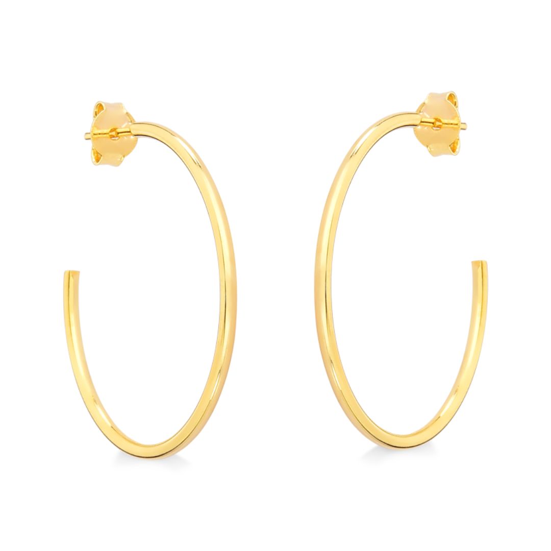 BRINCO DE ARGOLA LISA TAMANHO 30MM FOLHEADO A OURO 18K