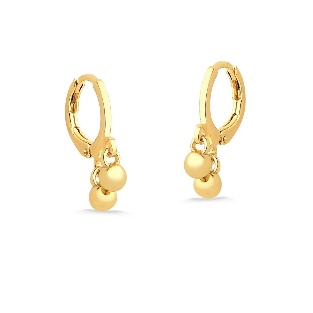 BRINCO DE ARGOLA COM  ESFERAS FOLHEADO A OURO 18K