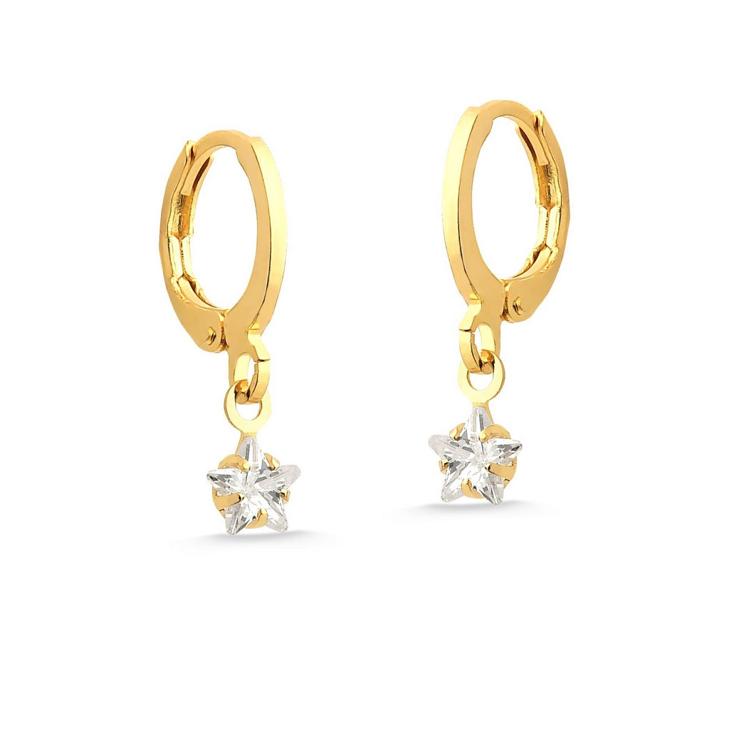 BRINCO DE ARGOLA FECHADA COM PINGENTE DE ESTRELA DE ZIRCONIA PEQUENA