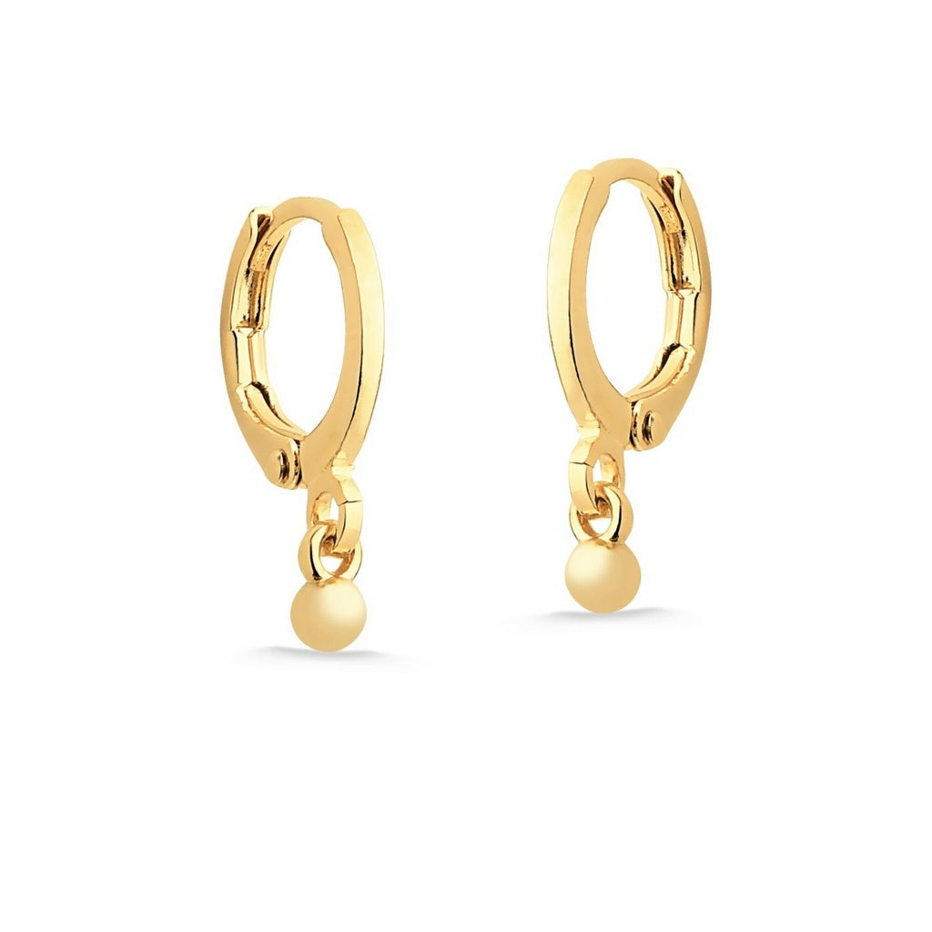 BRINCO DE ARGOLA FECHADA COM BOLINHA FOLHEADO A OURO 18K