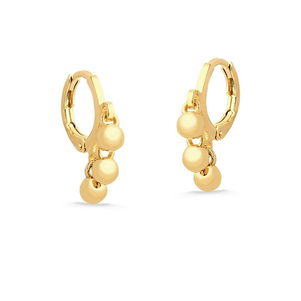 BRINCO DE ARGOLA FECHADA COM BOLINHAS FOLHEADO A OURO 18K