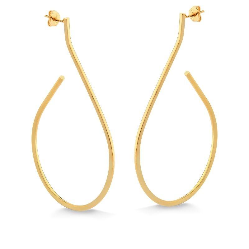 BRINCO GRANDE DE FIO LISO FOLHEADO A OURO 18K