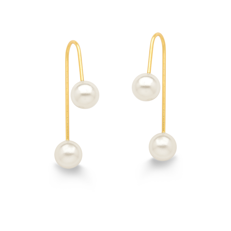 BRINCO DE PÉROLA PIERCING GRANDE FOLHEADO A OURO 18K