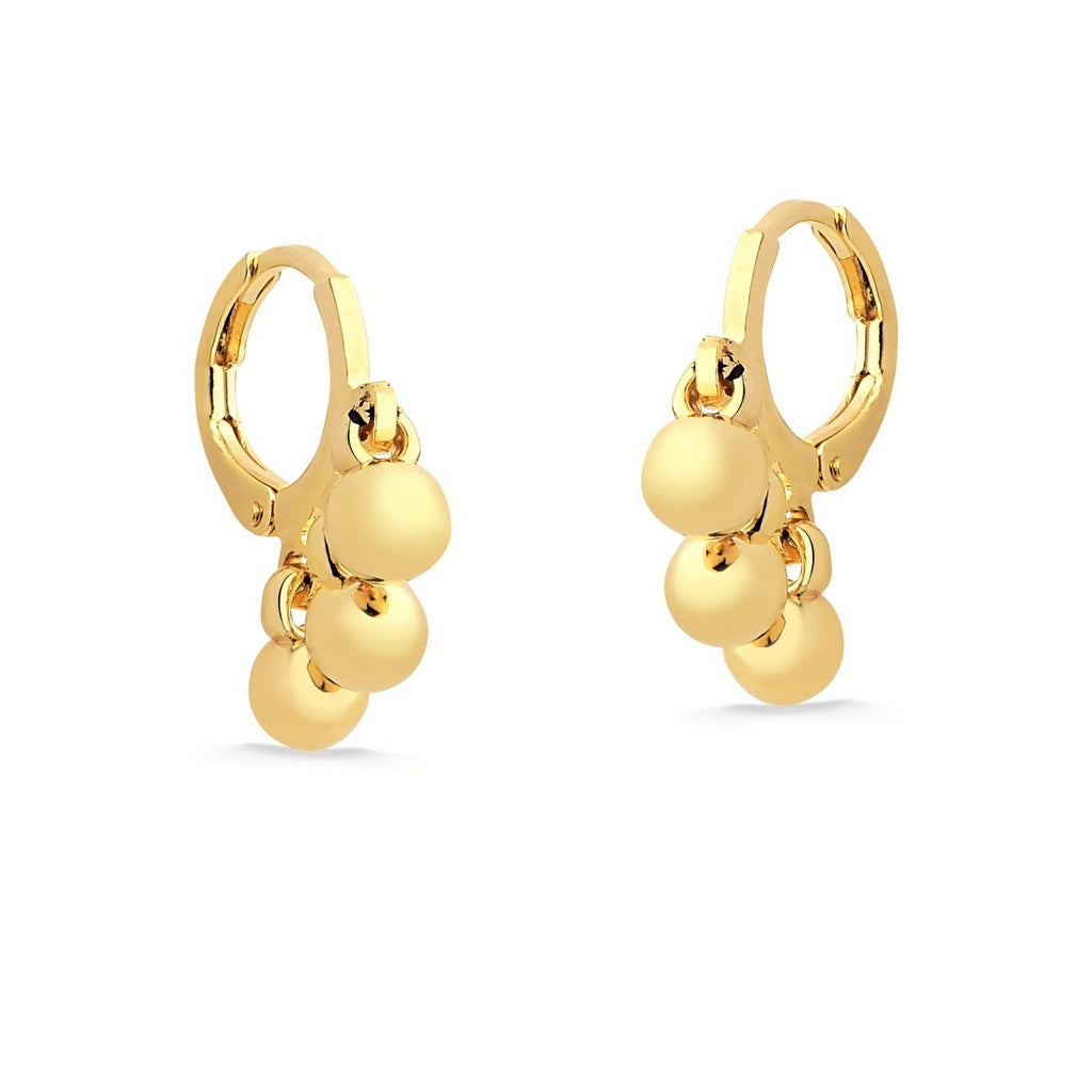 BRINCO ARGOLA FECHADA COM ESFERAS FOLHEADO A OURO 18K
