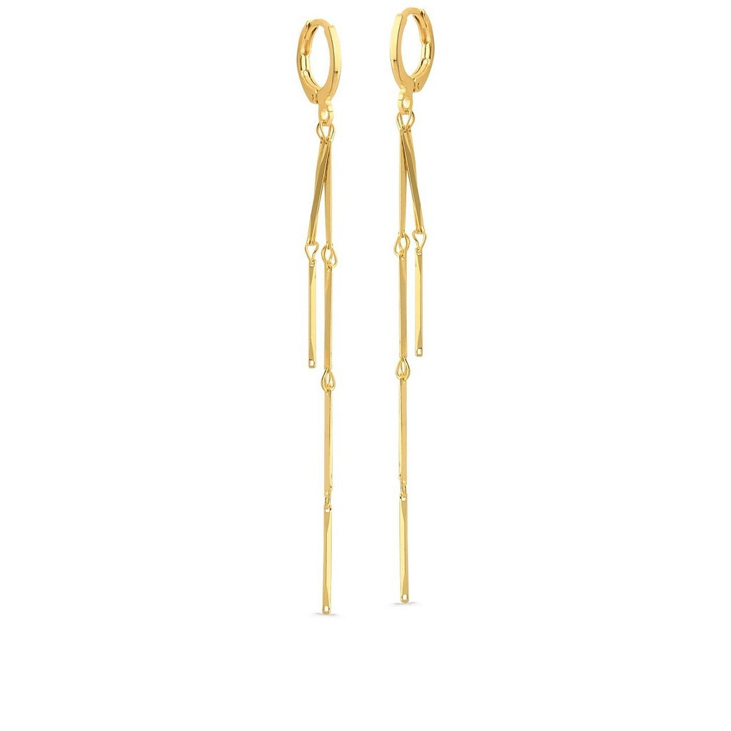 BRINCO DE ARGOLA FECHADA COM PENDENTE LONGO FOLHEADO A OURO 18K