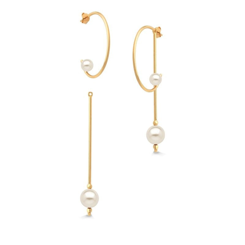 BRINCO DE PÉROLAS VERSÁTIL 2 EM 1 FOLHEADO A OURO 18K