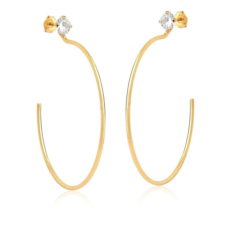 BRINCO DE ARGOLA COM ZIRCÔNIA FOLHEADO A OURO 18K