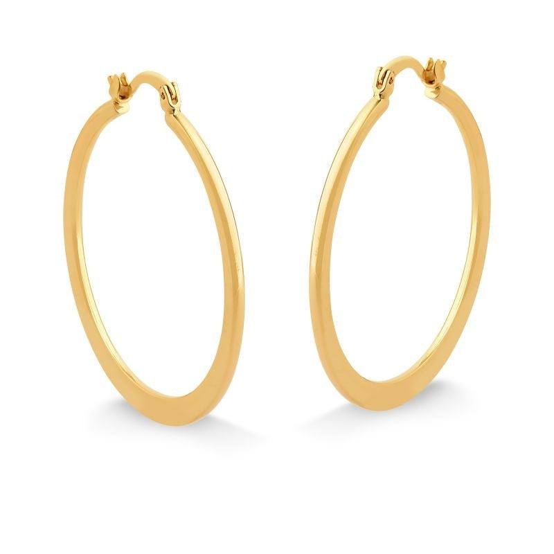 BRINCO DE ARGOLA LISA GRANDE FOLHEADO A OURO 18K
