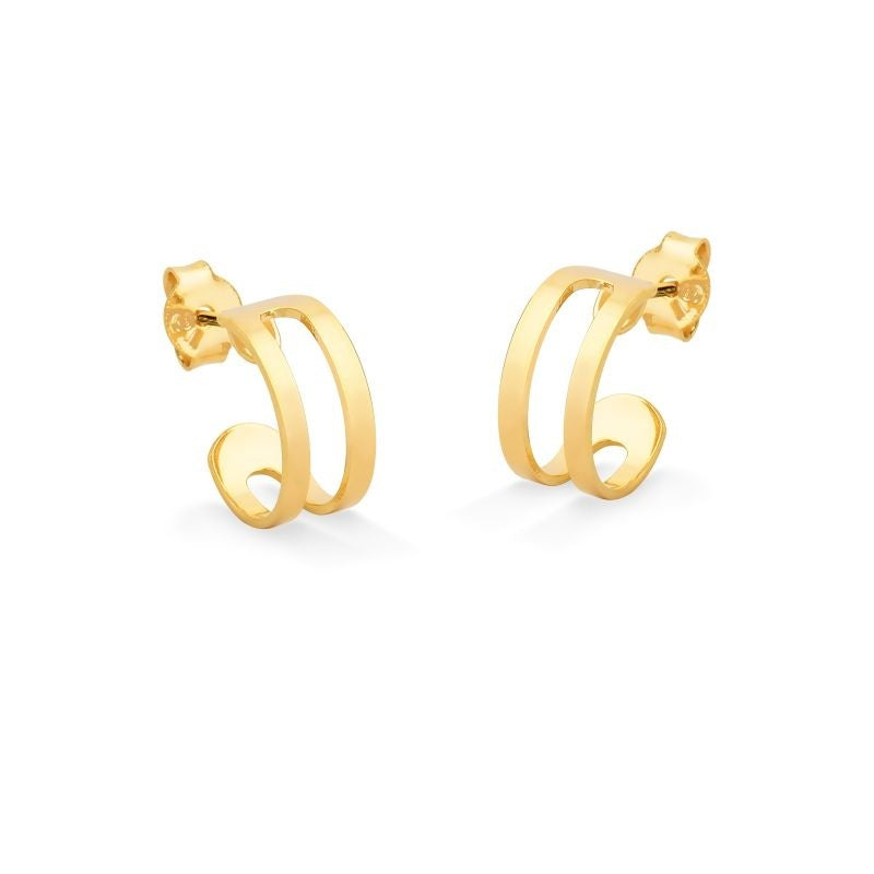BRINCO DE ARGOLA DUPLA PEQUENA ABERTA FOLHEADO A OURO 18K