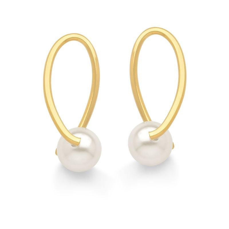 BRINCO DE PÉROLA MÉDIO FOLHEADO A OURO 18K