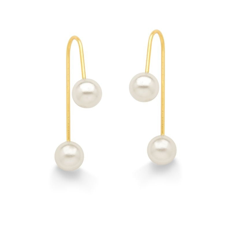 BRINCO DE PÉROLA PIERCING PEQUENO FOLHEADO A OURO 18K