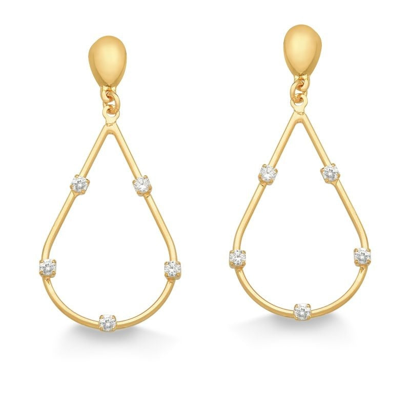 BRINCO GOTA GRANDE COM ZIRCÔNIAS FOLHEADA A OURO 18K
