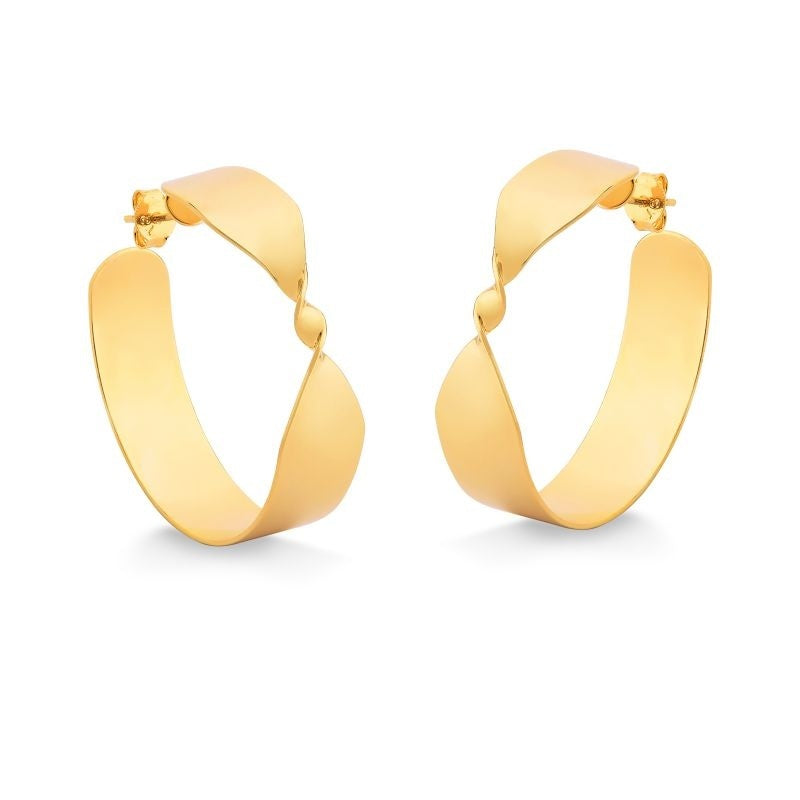 BRINCO DE ARGOLA LISA LARGA FOLHEADA A OURO 18K