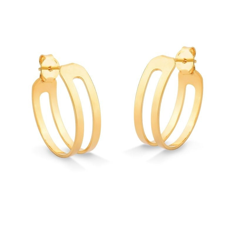 BRINCO DE ARGOLA DUPLA ABERTA MÉDIA FOLHEADO A OURO 18K