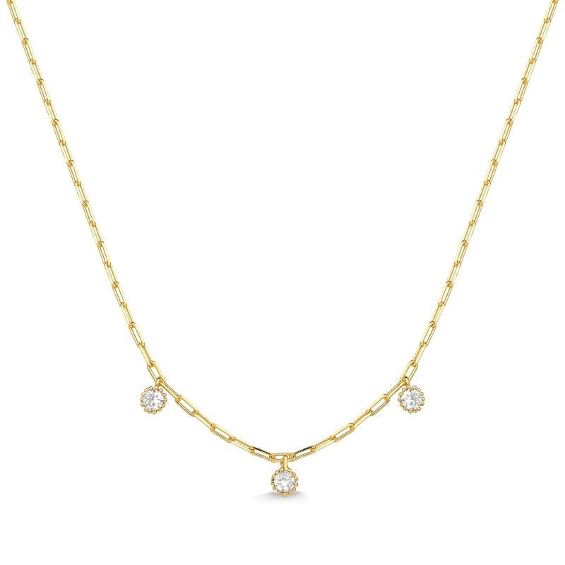 COLAR CHOKER COM PINGENTES DE ZIRCÔNIAS FOLHEADO A OURO 18K