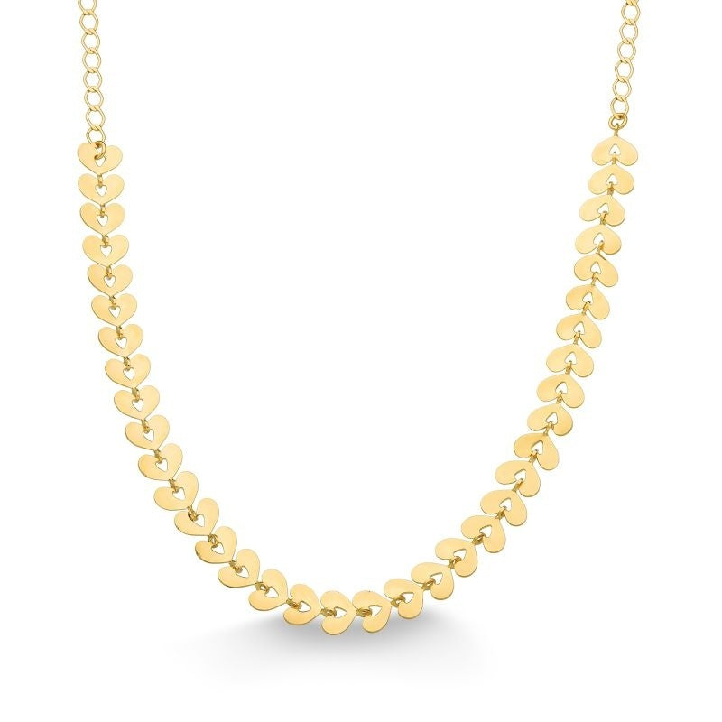 COLAR CHOKER CORAÇÕES FOLHEADO A OURO 18K
