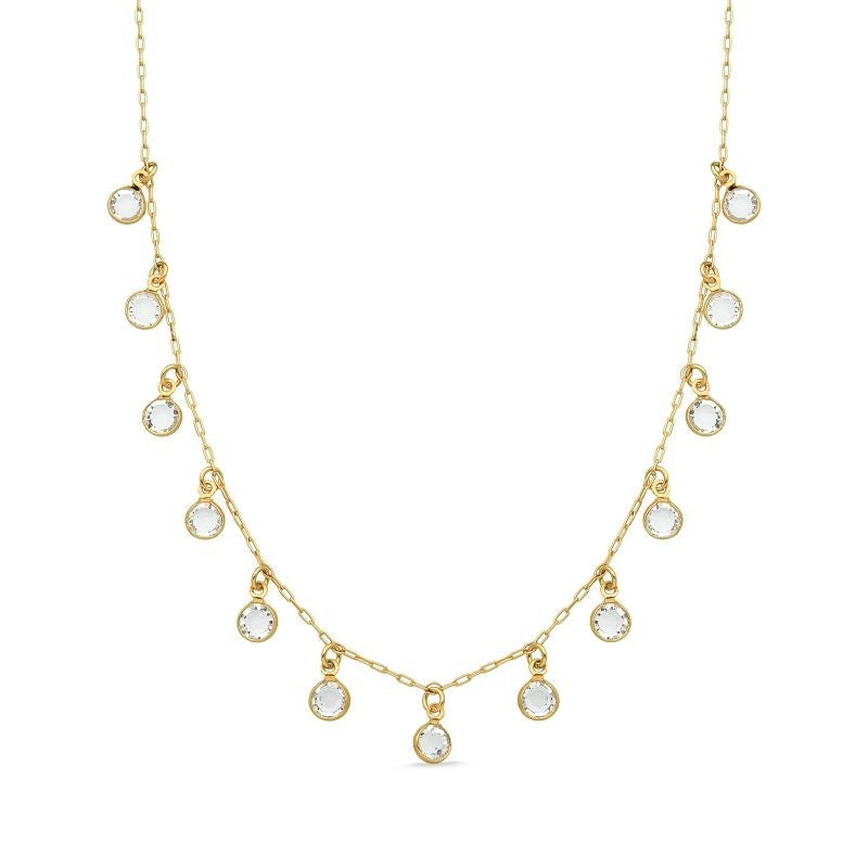 COLAR COM GOTAS DE ZIRCÔNIAS FOLHEADO A OURO 18K