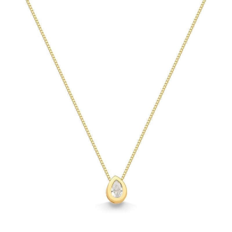 COLAR COM PONTO DE LUZ EM GOTA DE ZIRCÔNIA FOLHEADO A OURO 18K