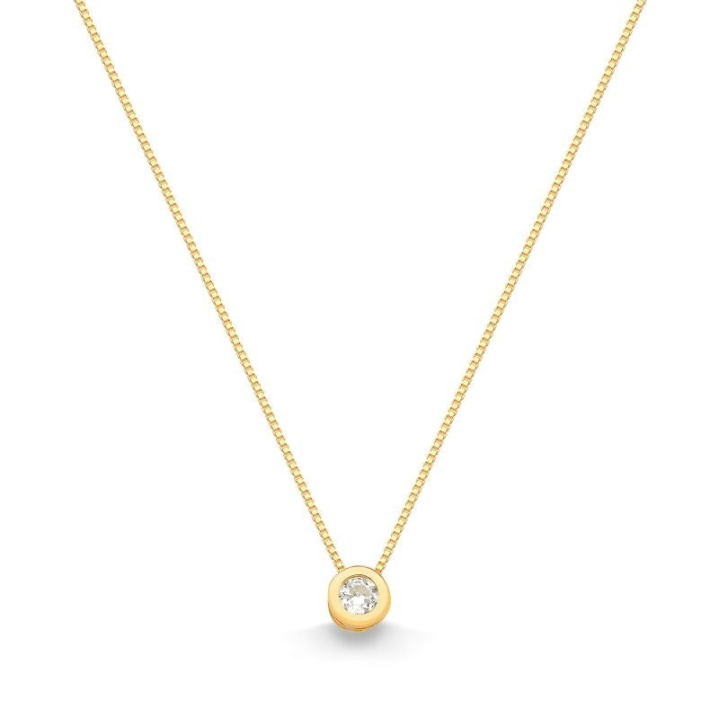 COLAR COM PONTO DE LUZ DE ZIRCÔNIA PEQUENO FOLHEADO A OURO 18K