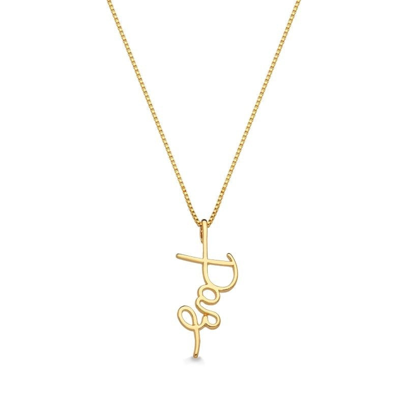 COLAR CALIGRÁFICO PAZ FOLHEADO A OURO 18K