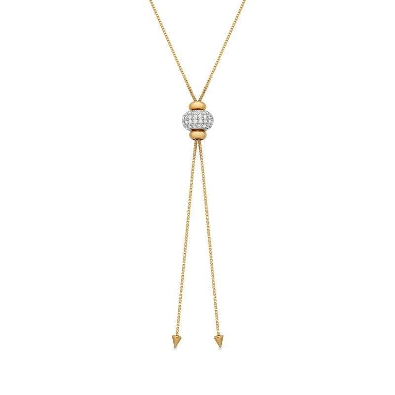 COLAR GRAVATINHA AJUSTÁVEL CRAVEJADO DE ZIRCÔNIAS FOLHEADO A OURO 18K
