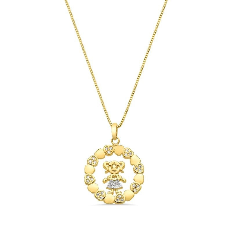 COLAR FOLHEADO A OURO 18K COM MANDALA CRAVEJADA DE ZIRCÔNIAS MENINA