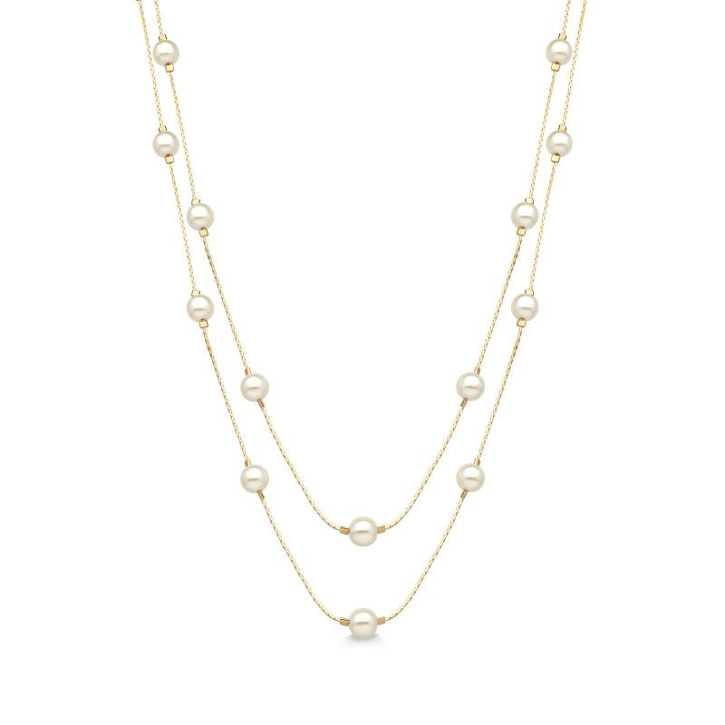 COLAR DE PÉROLAS CLÁSSICO FOLHEADO A OURO 18K
