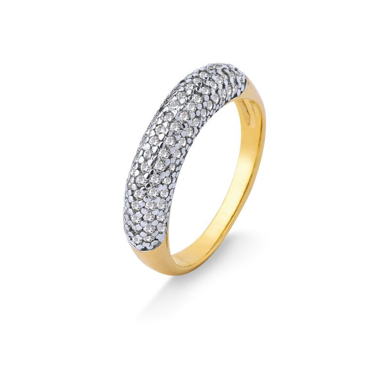 ANEL CRAVEJADO COM MICRO ZIRCÔNIAS CRISTAL FOLHEADO A OURO 18K