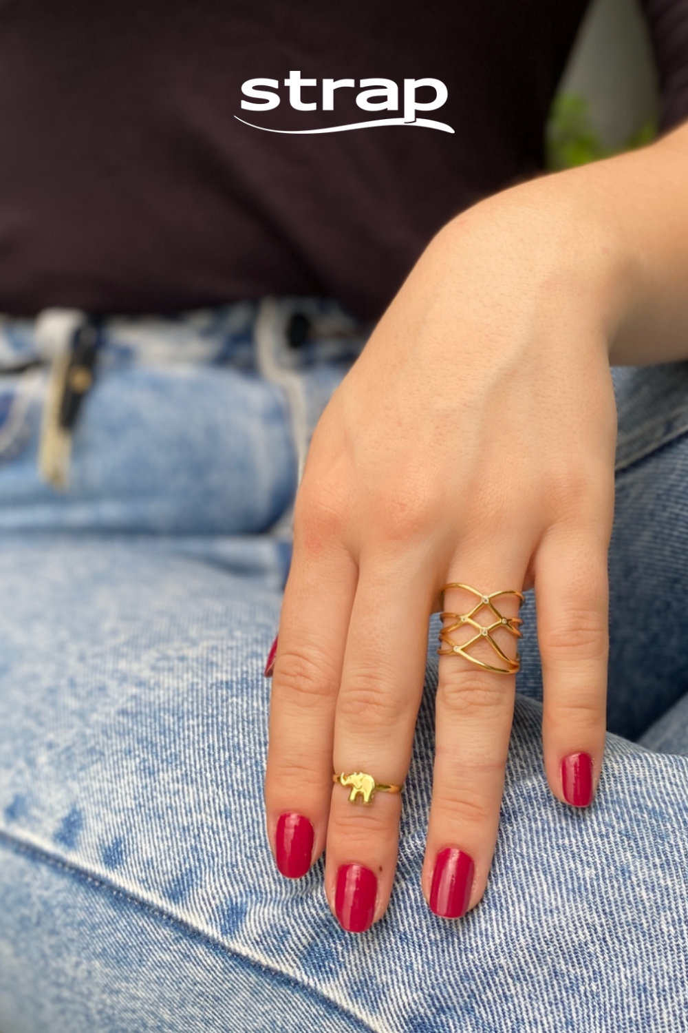 ANEL FALANGE ELEFANTE FOLHEADO A OURO 18K
