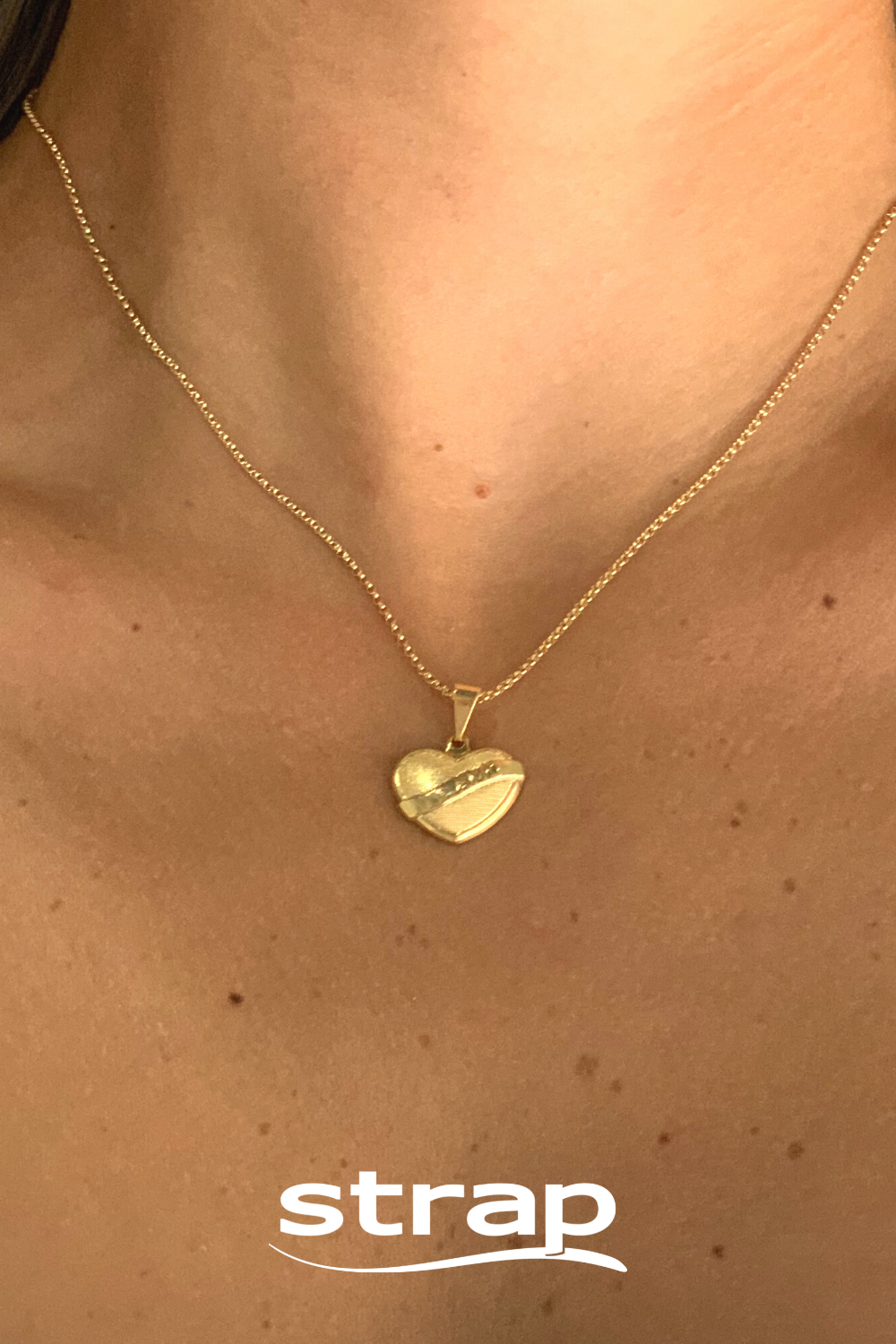 COLAR CORAÇÃO EU TE AMO FOLHEADO A OURO 18K
