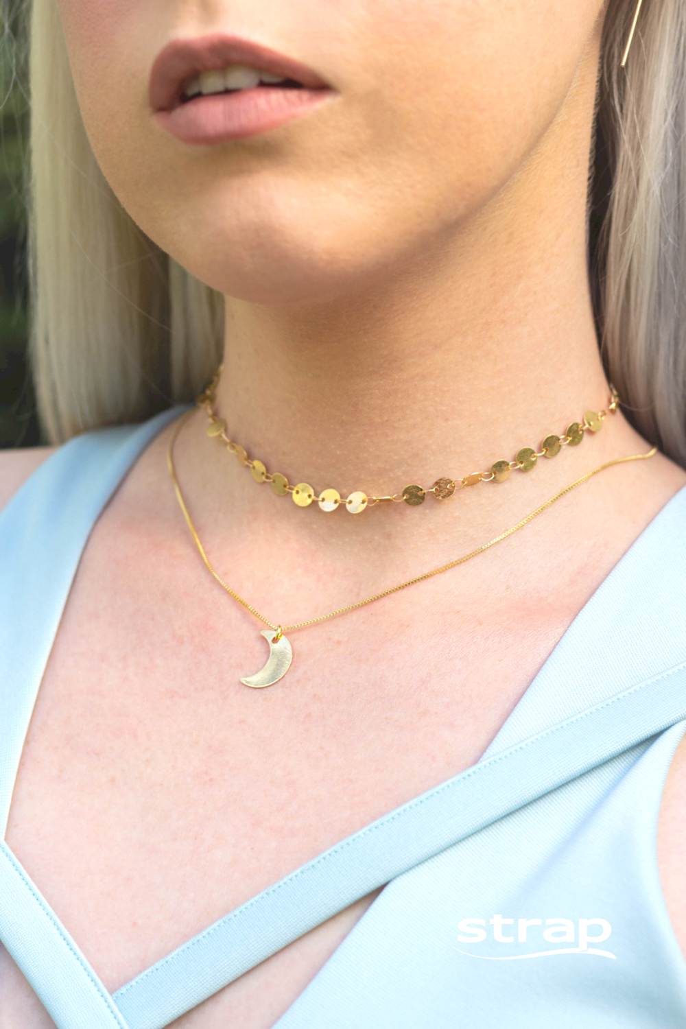 COLAR LUA LISA FOLHEADO A OURO 18K