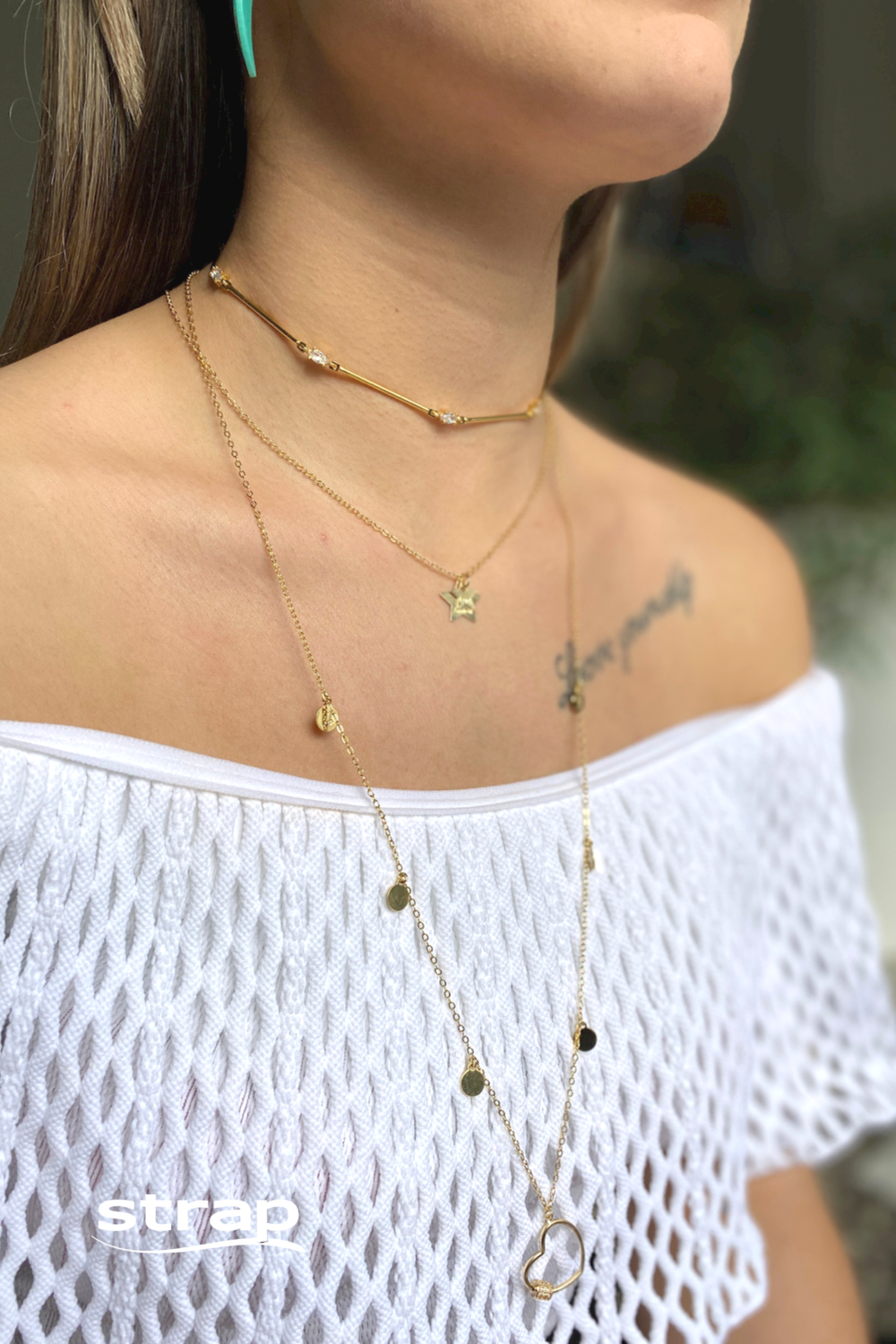 COLAR ESTRELAS LUZ E AMOR FOLHEADO A OURO 18K