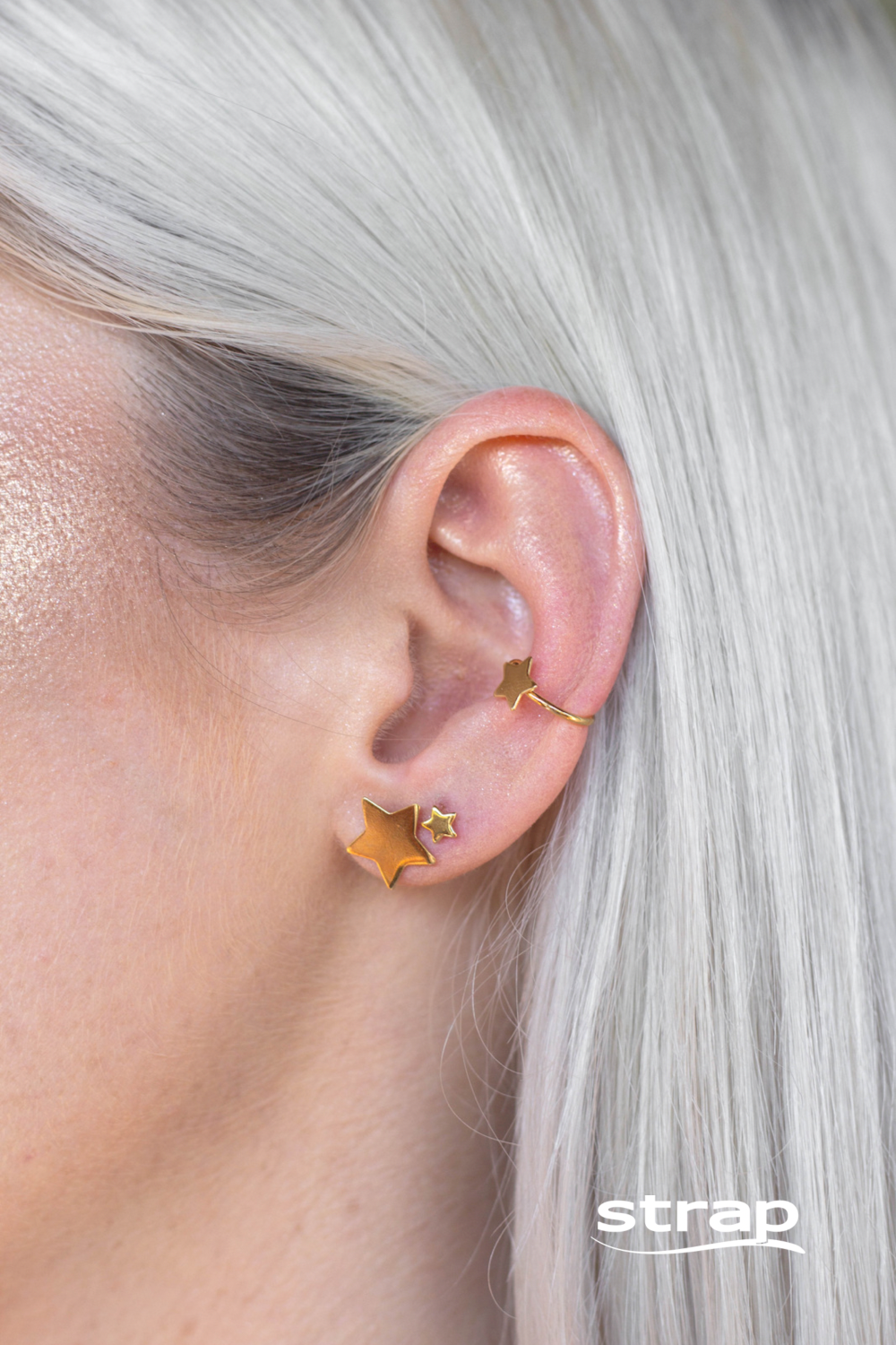 PIERCING ESTRELA MEDIA FOLHEADO A OURO 18K