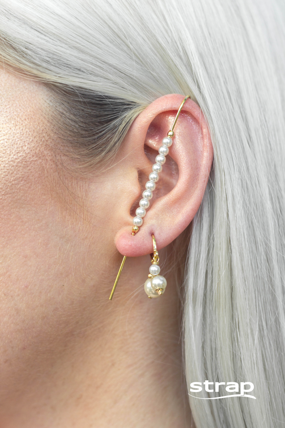 BRINCO ARGOLA COM PINGENTES DE PEROLAS FOLHEADO A OURO 18K