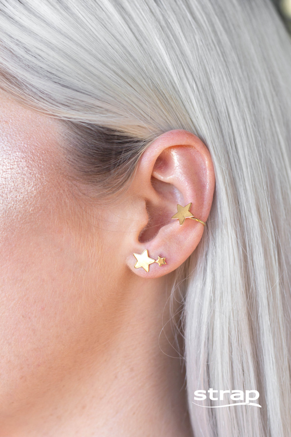 PIERCING ESTRELA GRANDE FOLHEADO A OURO 18K