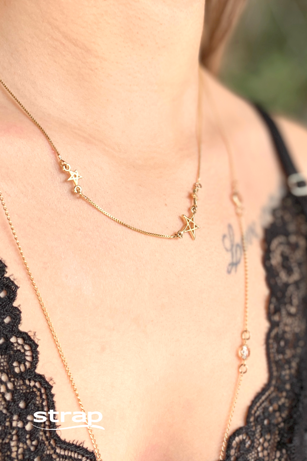 COLAR COM ESTRELAS FOLHEADO A OURO 18K